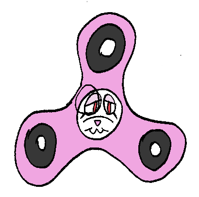 An illustration of a fidget spinner with Lizzie Smithson's face in the middle.